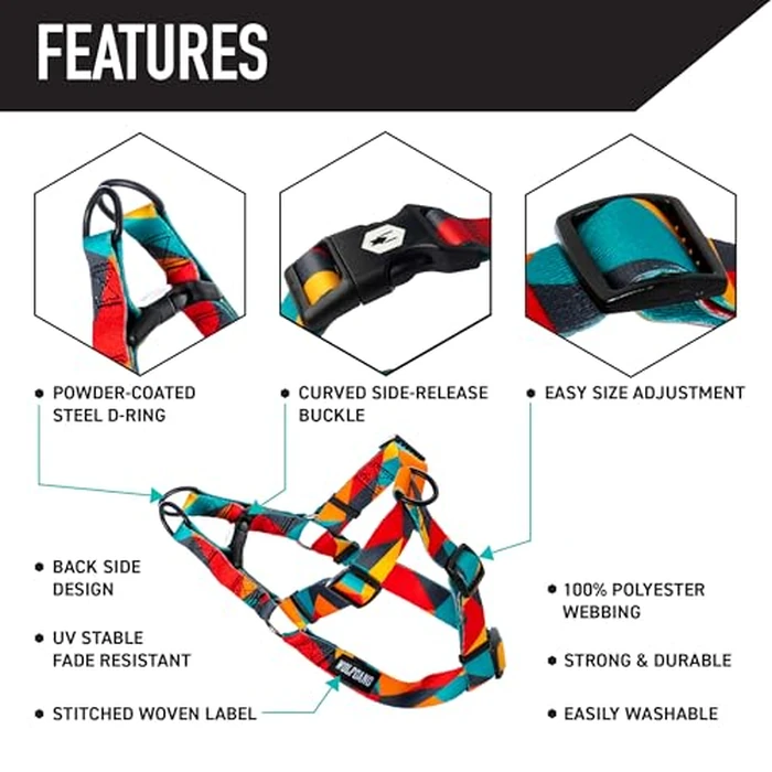 Wolfgang Heavy Duty Adjustable Dog Harness, Pull-Tested to Over 800 lbs for Walking & Training, ShatterShapes Print, Medium by Wolfgang Man & Beast - Image 3
