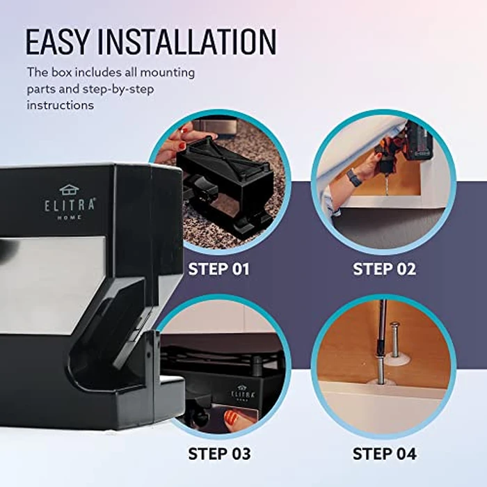 ELITRA HOME 3 in 1 Under the Cabinet Electric Can Opener, Blade Sharpener, Bottle Opener, Under The Counter Mount, For Large And Small Cans (Black) by ELITRA HOME - Image 3