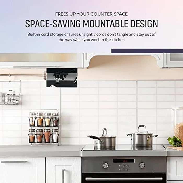 ELITRA HOME 3 in 1 Under the Cabinet Electric Can Opener, Blade Sharpener, Bottle Opener, Under The Counter Mount, For Large And Small Cans (Black) by ELITRA HOME - Image 4