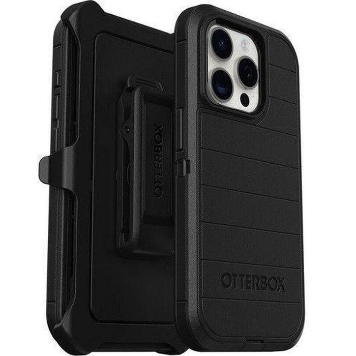 Otterbox Defender Series Pro Phone Case + Holster for iPhone 15 Pro - Black by Otterbox - Refurbished - Premium condition