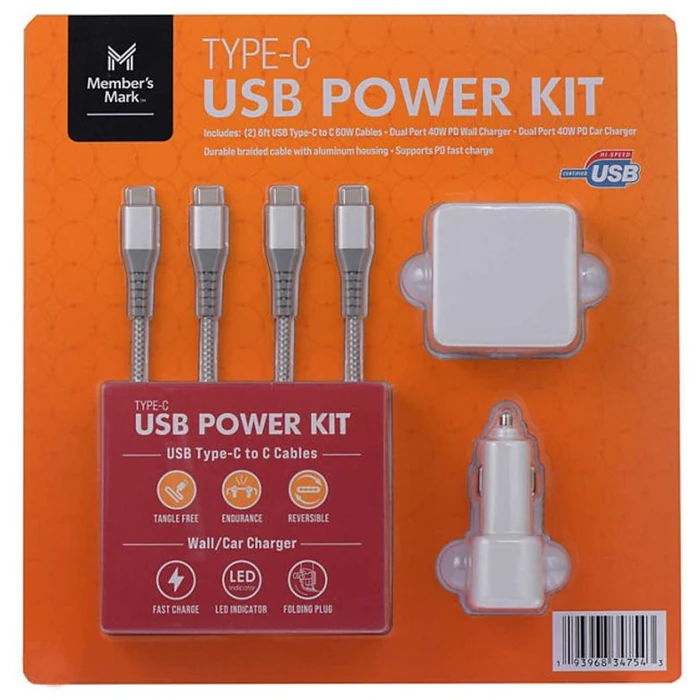 Member's Mark Type-C USB Power Kit - Grey by Member's Mark - Image 1