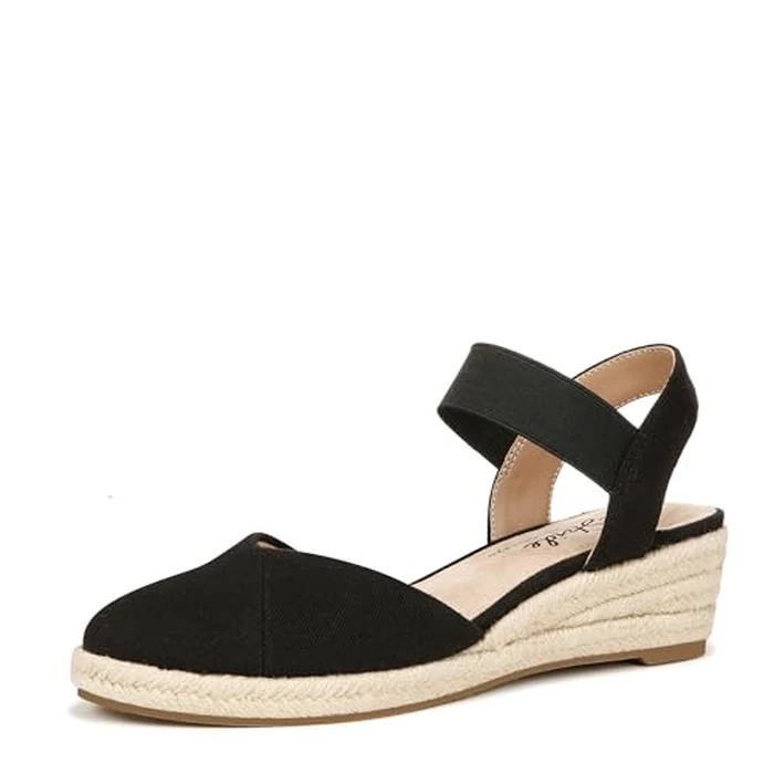 LifeStride Women's Kimmie Wedge Espadrilles Sandal, Black, 9 Wide by LifeStride - Used - Like New condition - CA$50.42