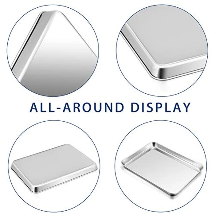 P&P CHEF 16 Inch Baking Cookie Sheet, Oven Pan Tray Stainless Steel Sheet Pan for Kitchen, Oven Bakeware for Multi Uses, Shiny Look & Dishwasher Safe, Healthy & Heavy Duty, 4Pcs by P&P CHEF - Image 3