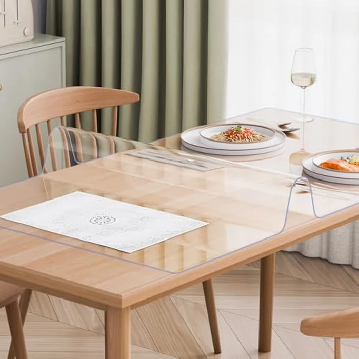 VEVOR Plastic Table Cover, 40 x 80 Inch 2.0 mm Thick Clear Table Protector, Rectangle PVC Desk Mat, Waterproof & Easy Cleaning Desk Pad Tablecloth, for Office Dresser Dining Room Table Night Stand by VEVOR - Image 8