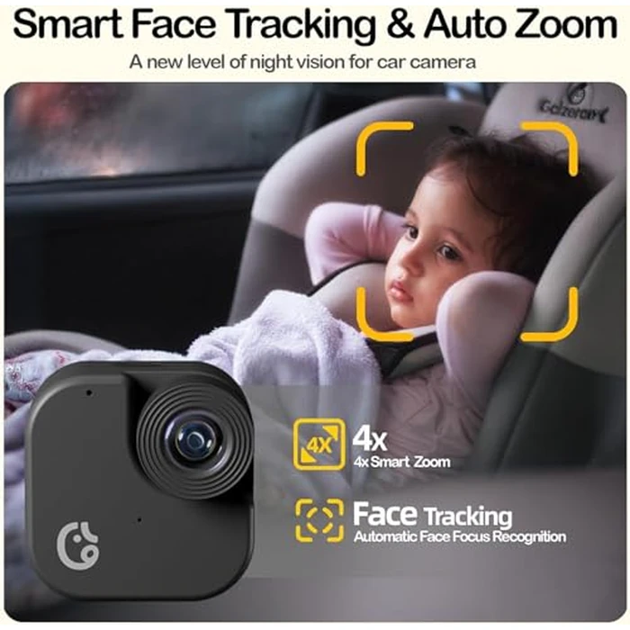 Ellie Baby Car Monitor, 2K UHD Backseat Monitor with Color Night Vision, Face Tracking, Dual Display for 2 Kids, Wide View Car Baby Camera, Smart Video Capture & App Control by Ellie Baby Pro - Image 5