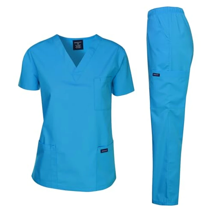 Dagacci Scrubs for Men Set - V-Neck Scrub Top and Cargo Pants - 8 Pockets Men Scrubs Set (X-Large, Turquoise) by Dagacci Medical Uniform - Image 1