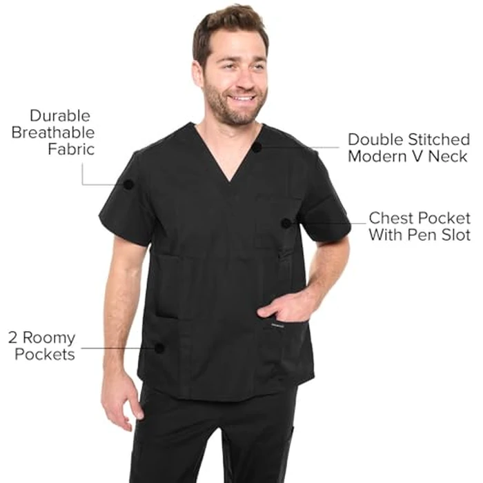 Dagacci Scrubs for Men Set - V-Neck Scrub Top and Cargo Pants - 8 Pockets Men Scrubs Set (X-Large, Turquoise) by Dagacci Medical Uniform - Image 2