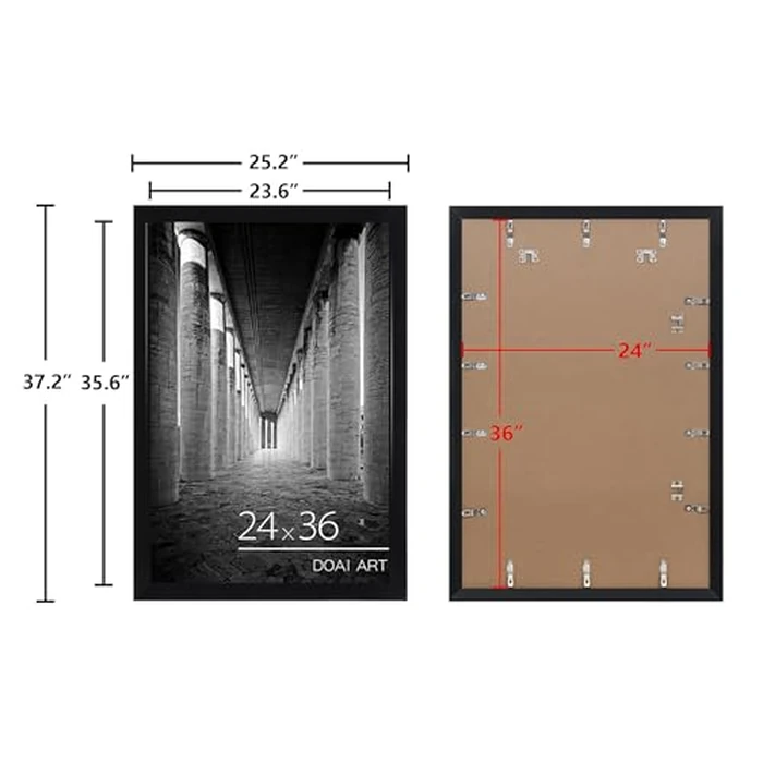 DOAI ART 24x36 Poster Frame Black 2 Pack, Poster Frames 24 x 36 inches or 24x36 Picture Frames with HD Plexiglass for Horizontal or Vertical Wall Mounting, Durable Scratch-proof Safe and Artistic by DOAI ART - Image 6