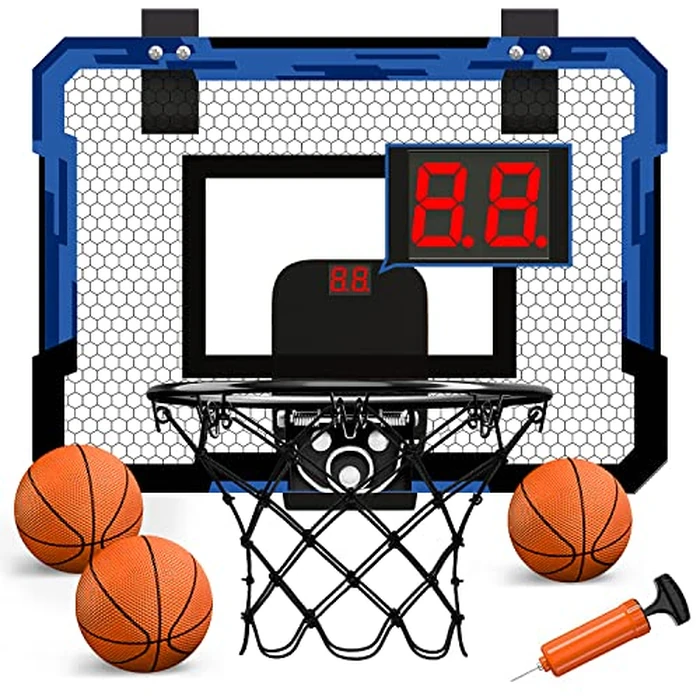 QDRAGON Indoor Basketball Hoop for Kids, Over The Door Basketball Hoops, Mini Hoop with Scoreboard & 3 Balls, Basketball Toys Gifts for 5 6 7 8 9 10 11 12 Year Old Boys Girls Teens by QDRAGON - Used - Acceptable condition - US$21.92