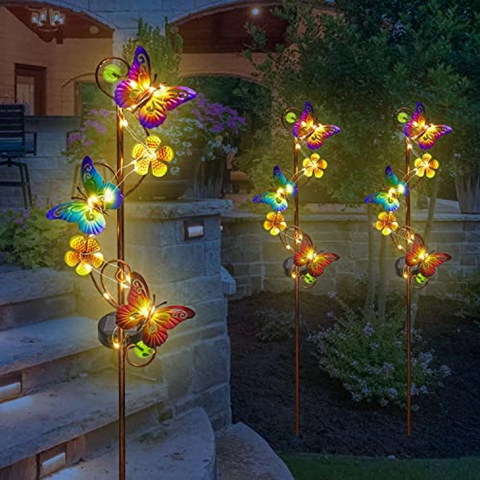 Solar Garden Lights Butterfly Garden Decor Outdoor Waterproof Metal Butterfly Decorative Solar Stake Lights for Yard,Lawn,Patio,Walkway,2 Pack Butterfly Gifts for for Women Mom Grandma Gardening by Newinhome - Image 2