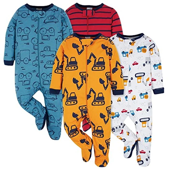Onesies Brand Baby Boys 4-pack 'N Plays Footies And Toddler Sleepers, Truck, 6-9 Months US by Onesies Brand - Image 1
