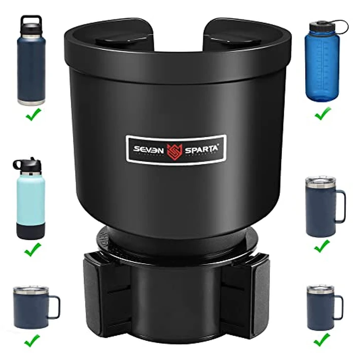 Upgraded Car Cup Holder Expander Adapter with Offset Adjustable Base, Compatible with Yeti 14/24/36/46oz Ramblers, Hydro Flasks 32/40oz, Other Large Bottles Mugs in 3.5"-4.0", 1 Pack by SEVEN SPARTA - Used - Like New condition - US$20.13
