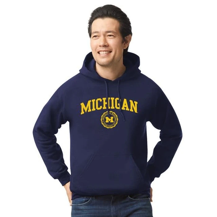 Barnesmith University of Michigan UMich, U-M Wolverines Hooded Sweatshirt, Heritage, Navy, Medium by Barnesmith - Image 2