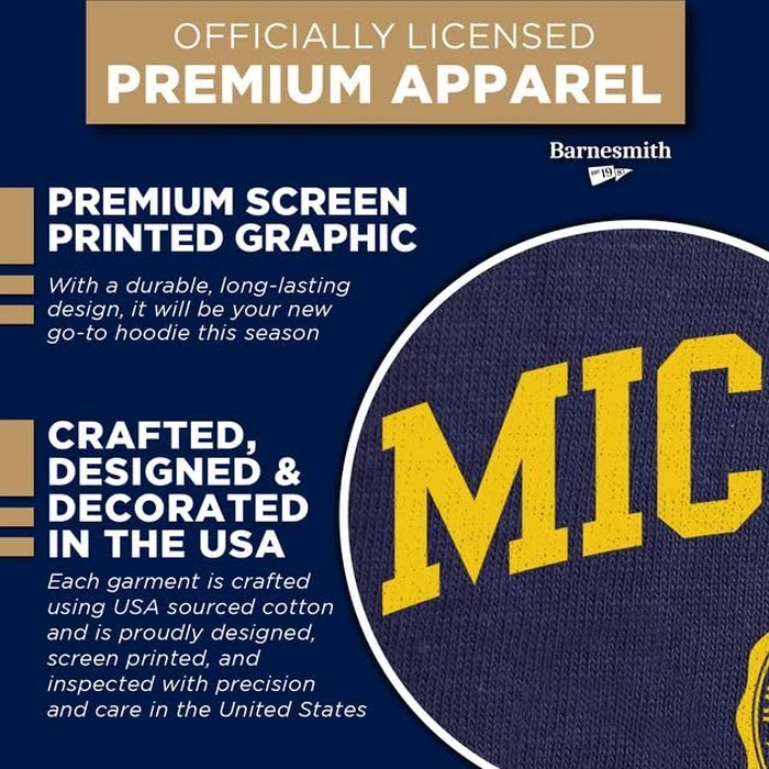 Barnesmith University of Michigan UMich, U-M Wolverines Hooded Sweatshirt, Heritage, Navy, Medium by Barnesmith - Image 4