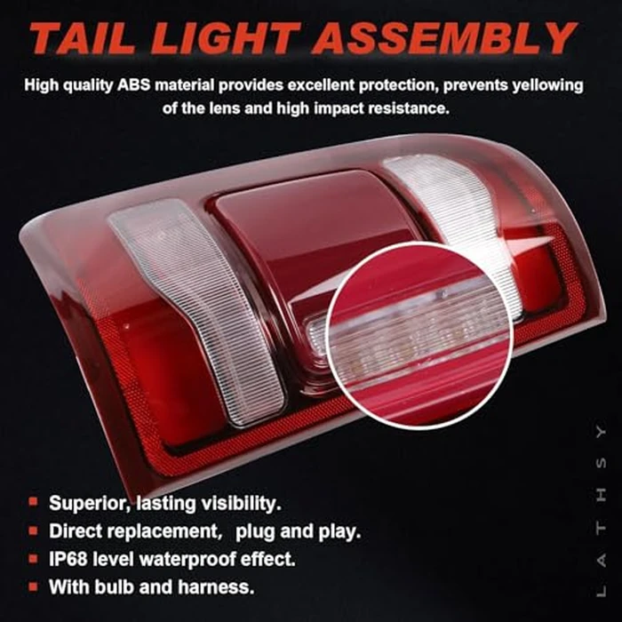 Lathsy LED Tail Light Red Cover w/o Blind Spot Compatible With 2019-2023 Dodge Ram 1500 Left Driver Side Replace 55112991AD by Lathsy - Image 6