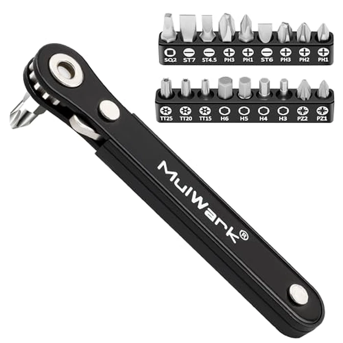MULWARK 20pcs Small Screwdriver Set, 1/4" Right Angle Screwdriver Set, 90-Degree Offset Screwdriver for Tight Spaces, Auto Repair, Electronics, DIY Home Improvement EDC Tool Kit by MULWARK - Image 1
