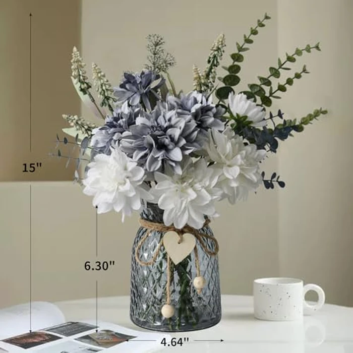 Leftover Fake Flowers in Vase,Faux Flowers in Vase,Table Centerpieces for Dining Room,Flower Centerpieces for Tables,Artificial Flowers,Kitchen Decor,Coffee Table Decor by Leftover - Image 2