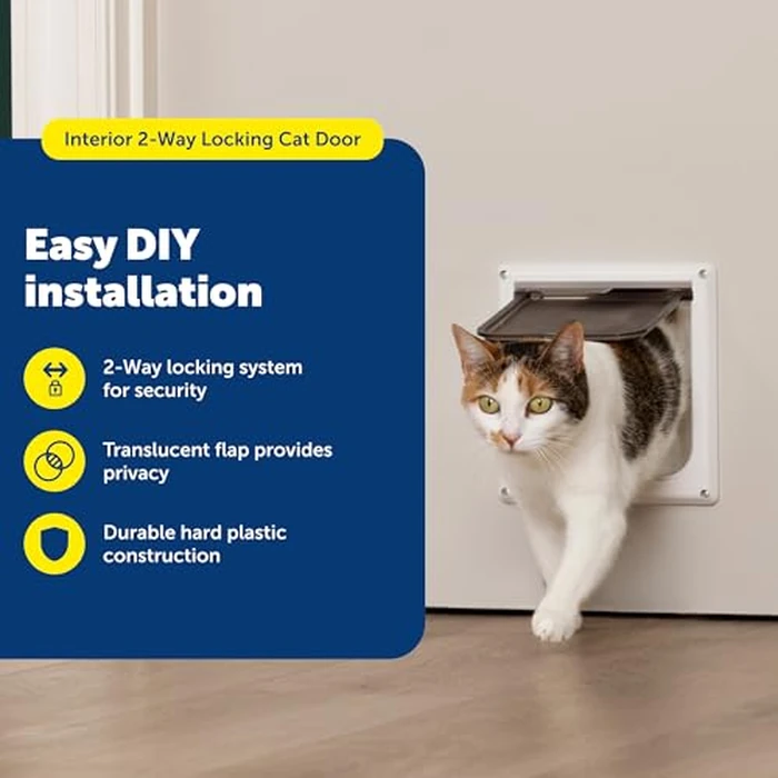 PetSafe Interior Cat Door: 2-Way Locking, Indoor Pet Door Flap - Tinted Privacy Door for Cat Litter Box or Pet Feeder, Built-in Door Lock, Durable Door Frame, DIY Easy Install, Hardware Kit Included by PetSafe - Image 3