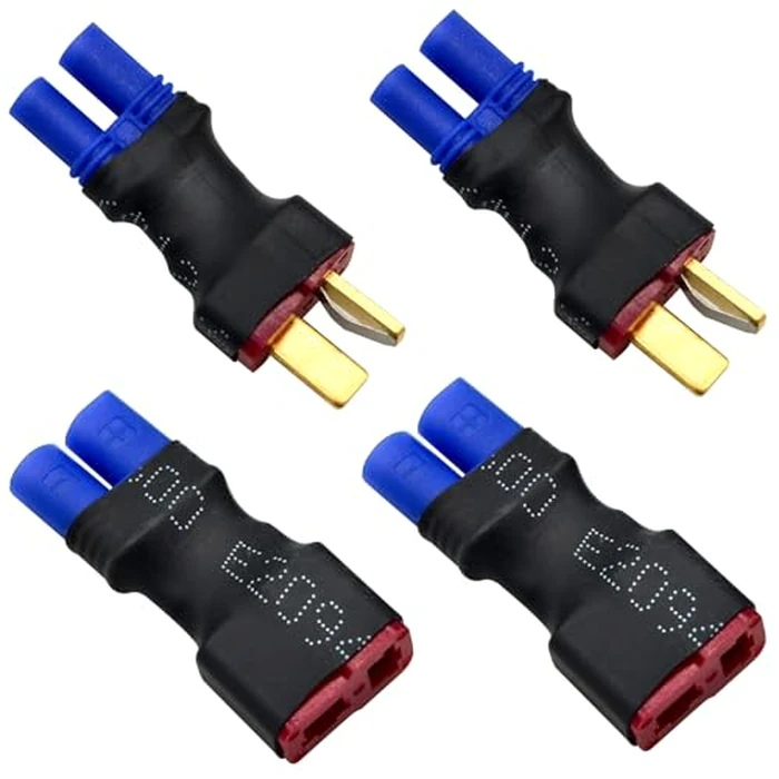 2 Pairs T-Plug to EC2 Adapter RC Male Female Connector for RC FPV Drone Car Lipo NiMH Battery Charger ESC (EC2 to T-Plug (no Wire)) by LINSYRC - Image 1