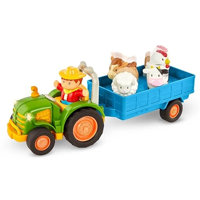 Battat - Farm Toys for Toddlers, Kids - Lights & Sounds Toy Tractor - 7 Pieces Pretend Play Set - Tractor, Trailer, Animals - 18+ Months by Battat - Used - Acceptable condition