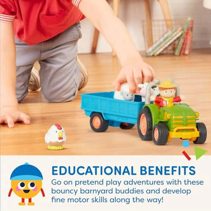 Battat - Farm Toys for Toddlers, Kids - Lights & Sounds Toy Tractor - 7 Pieces Pretend Play Set - Tractor, Trailer, Animals - 18+ Months by Battat - Image 3