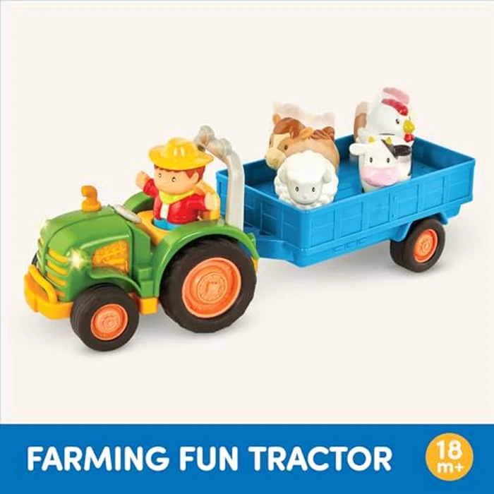 Battat - Farm Toys for Toddlers, Kids - Lights & Sounds Toy Tractor - 7 Pieces Pretend Play Set - Tractor, Trailer, Animals - 18+ Months by Battat - Image 5
