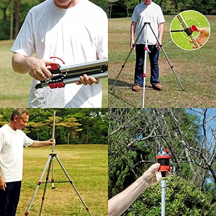 Eden 94156 PRO Metal Telescoping Tripod Adjustable 6-Pattern Mobile Rotary Gear Drive Garden Sprinkler for Yard W/Premium Quick Connect Starter Set by Eden - Image 4