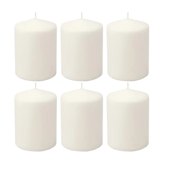 Stonebriar Unscented White Tall Pillar Candles, 35 Hour Burning Candle Pillars, Perfect for Decor, Weddings, Emergencies 3" X 4", 6 Count by Stonebriar - Image 1