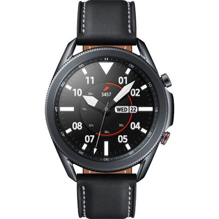 Samsung Galaxy Watch3 (Bluetooth) - 8GB - 45mm - Mystic Black Stainless Steel Case with Black Leather Leather Strap by Samsung - Refurbished - Acceptable condition - US$67.49