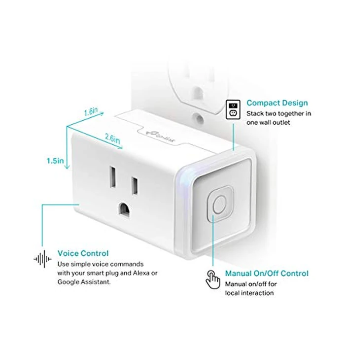 Kasa Smart Plug Mini by TP-Link (HS103P2) - Smart Home WiFi Outlet Works with Alexa, Echo and Google Home, No Hub Required, Remote Control, 2.4GHz WiFi Required, 15 Amp, UL Certified, 2-Pack, White by Kasa Smart - Image 4