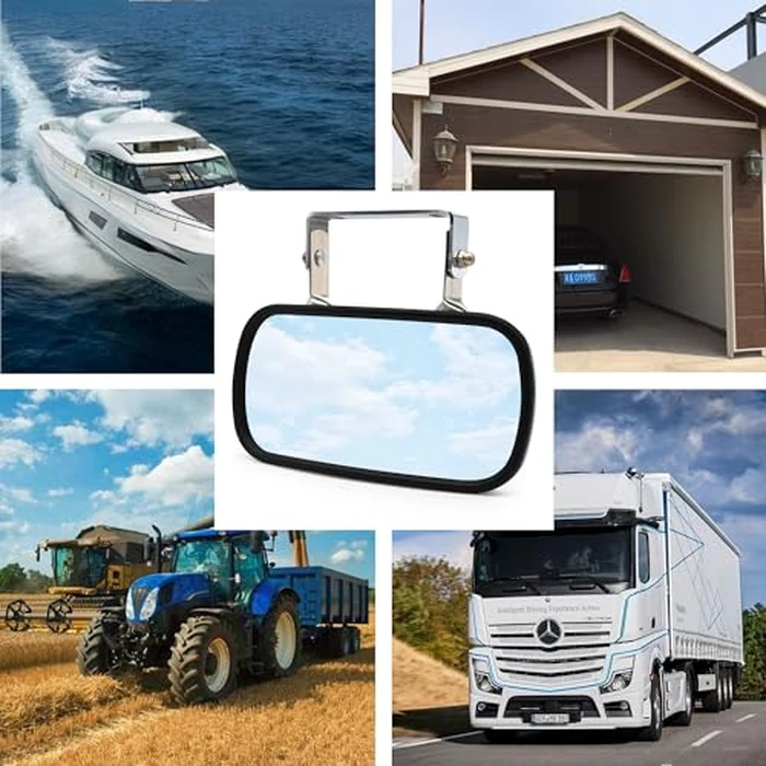 TOEMIRR 8" x 4" Convex Mirror Stainless Steel Rectangular fit for Multiple Scenarios, Tractors Forklifts Trucks Boats Cars Improve Visibility Universal U-Bracket Rearview Mirrors by TOEMIRR - Image 7