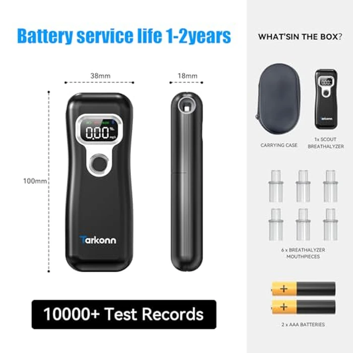 Smart Personal Breathalyzer - 8MM Fuel Cell Sensor Alcohol Tester with Bluetooth App, Portable Pocket Size for Personal Accountability & Social Safety, Real-Time Tracking, 6 Mouthpieces by Tarkonn - Image 4
