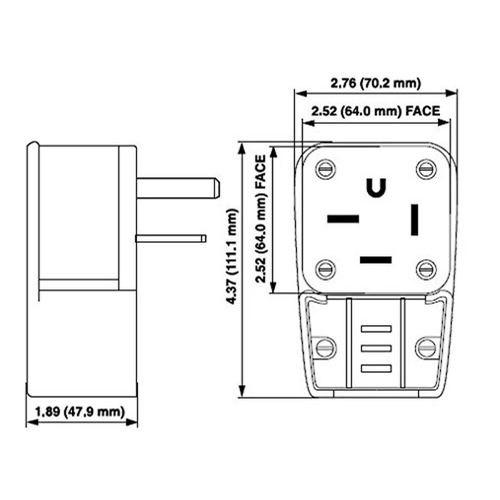 Leviton Straight Blade Plug, 60 Amp, 250 Volt- 3PY, Industrial Grade, Grounding, Angle, 8462-P, Black by Leviton - Image 2