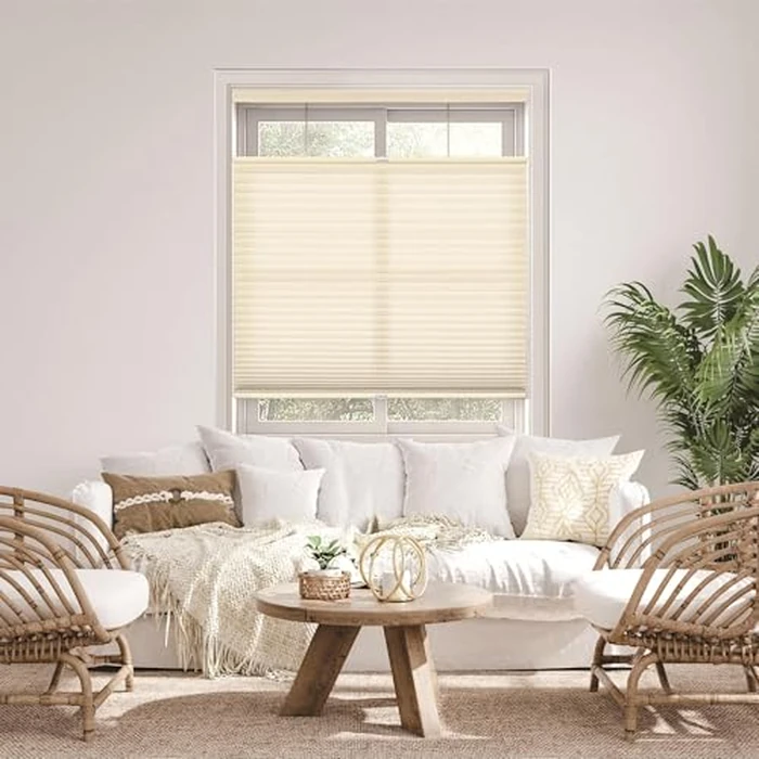 DEZ Furnishings QQIV250840 EcoHome 1.5" Light Filter Top Down Bottom Up Shade, 100% Recycled Fabric, 25" W x 84" H, Ivory by DEZ Furnishings - Used - Very Good condition