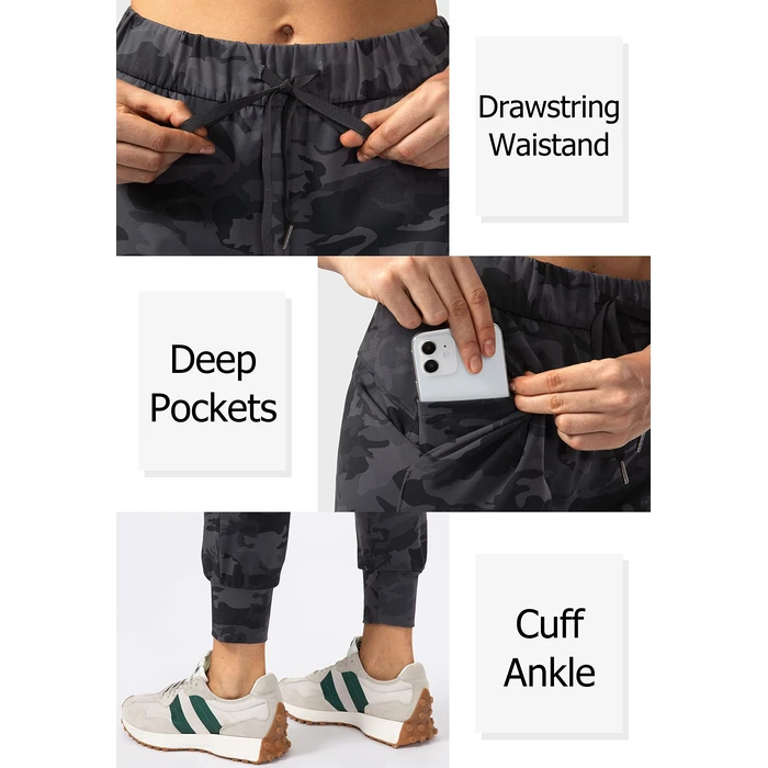 SANTINY Women's Joggers Pants Pockets Drawstring Running Sweatpants for Women Lounge Workout Jogging(Camo Deep Coal Multi__M) by SANTINY - Image 4