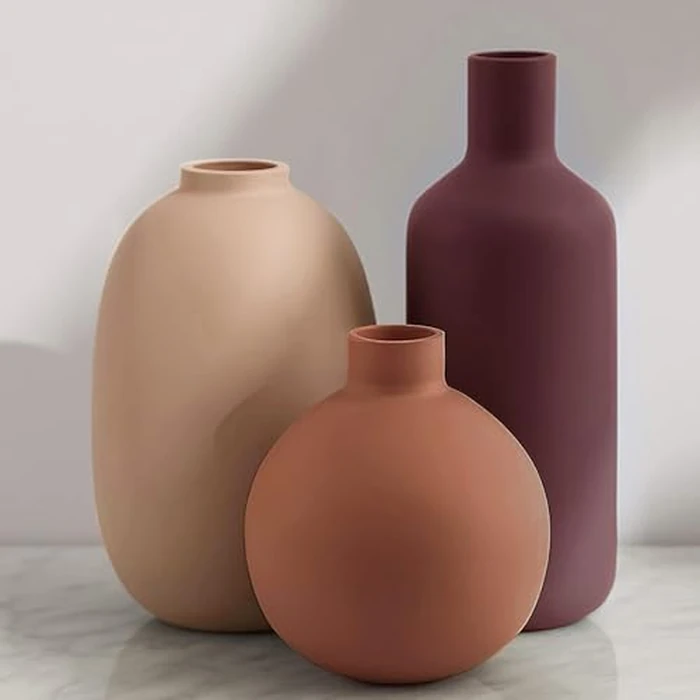 Ceramic Modern Vase for Home Decor Farmhouse Vases Set of 3 Terracotta Decorative Pottery Boho Vases for Pampas Grass Living Room Kitchen Bedroom Entryway Mantel Decor by Smiletag - Image 1
