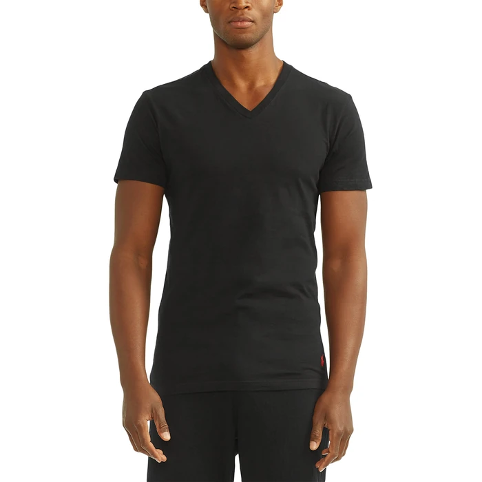 Polo Ralph Lauren Mens Slim Fit Cotton V-Neck Tee Undershirt, Black, Large US by POLO RALPH LAUREN - Image 2