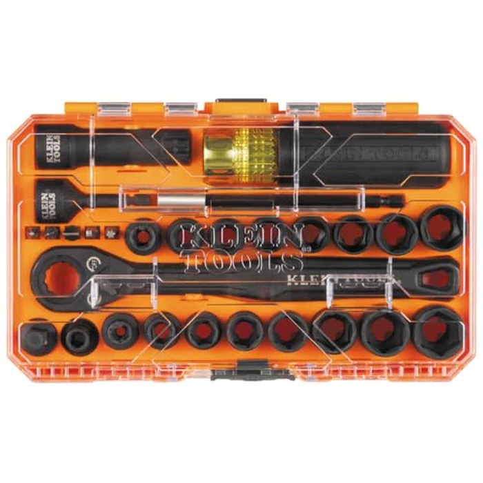 Klein Tools 65400KNECT KNECT Essential Pass Through Impact Socket Set, SAE and Metric, 90-Tooth Ratchet, MODbox Case, 3/8-Inch Drive, 28-Piece by KLEIN TOOLS - Image 6
