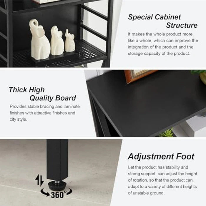 HOMISSUE Bookshelf, 7-Tier Bookshelf, Rustic Wood Metal Bookshelves and Bookcases, Freestanding Open Bookshelf, Industrial Tall Bookcase for Home Office, Living Room and Bedroom, Black by HOMISSUE - Image 3