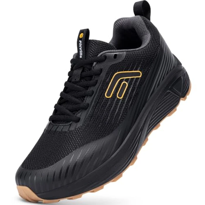 FitVille Men Trail Running Shoes Extra Wide Shoes for Men, Mountain Trail Runner Sneakers, Cushion Walking, Jogging, Plantar Fasciitis, Size 10.5 X Wide Black by FitVille - Image 1