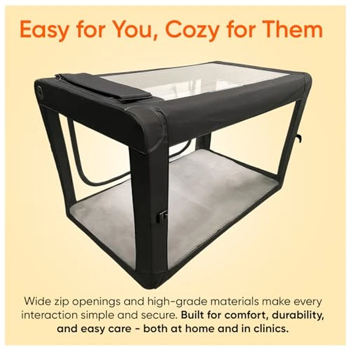 Oxygen Therapy Cage for Pets - Veterinary Oxygen & Nebulizer Chamber for Dogs, Cats, Puppies, Sheep - Portable Oxygen Concentrator with Tubing Kit, Soft Mat, Venturi Adapters, Nebulizer, T-Fitting by Main Clinic Supply - Image 3