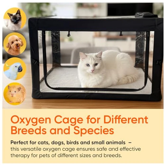 Oxygen Therapy Cage for Pets - Veterinary Oxygen & Nebulizer Chamber for Dogs, Cats, Puppies, Sheep - Portable Oxygen Concentrator with Tubing Kit, Soft Mat, Venturi Adapters, Nebulizer, T-Fitting by Main Clinic Supply - Image 4