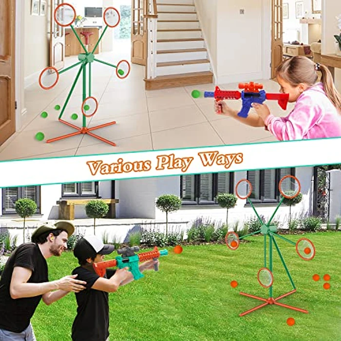 Marlrin Shooting Games Toys for Age 5 6 7 8 9 10+ Year Old Boys, Kids Toy Sports & Outdoor Game with Moving Shooting Target & 2 Popper Air Toy Guns & 24 Foam Balls, Gifts for Boys and Girls by Marlrin - Image 3