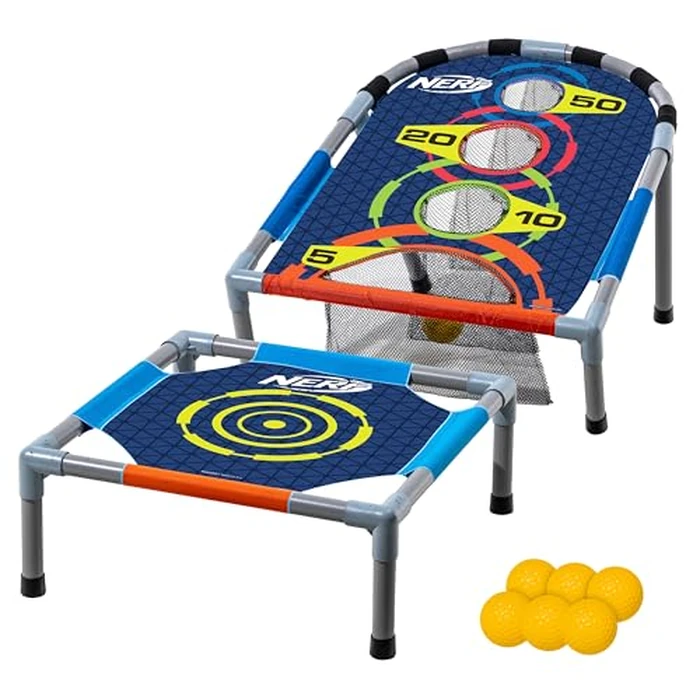 NERF Kids Bounce N Score Target Toss Game Set - Foam Ball Bouncing Game for Kids Ages 6+ - (6) Foam Bouncy Balls and (1) Scoring Target Included by Nerf - Used - Very Good condition