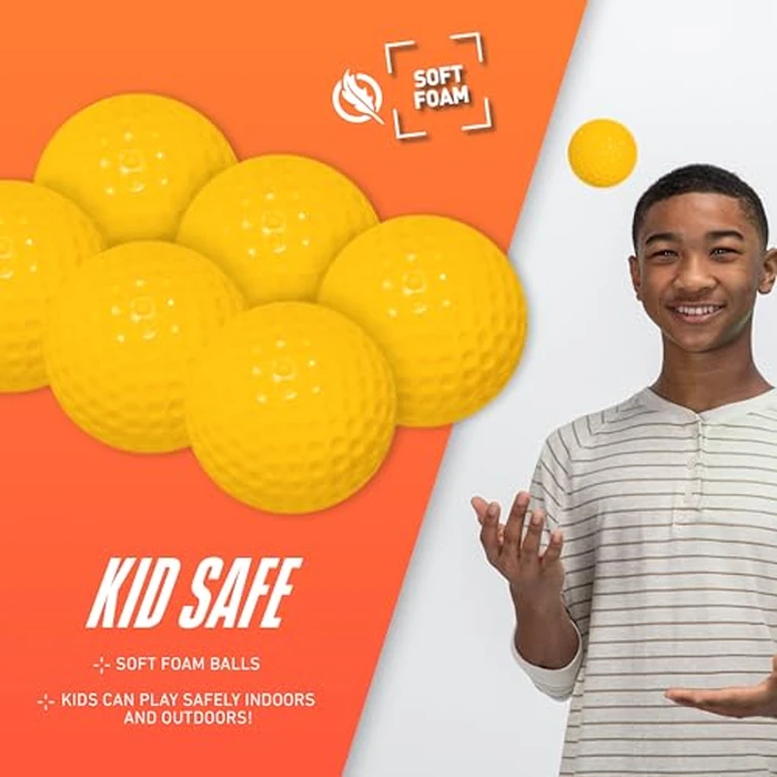 NERF Kids Bounce N Score Target Toss Game Set - Foam Ball Bouncing Game for Kids Ages 6+ - (6) Foam Bouncy Balls and (1) Scoring Target Included by Nerf - Image 3