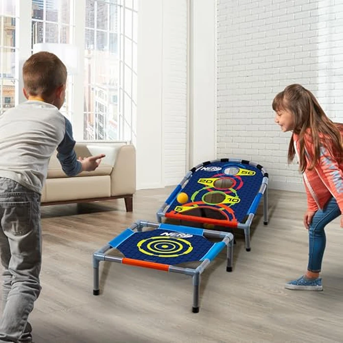 NERF Kids Bounce N Score Target Toss Game Set - Foam Ball Bouncing Game for Kids Ages 6+ - (6) Foam Bouncy Balls and (1) Scoring Target Included by Nerf - Image 8