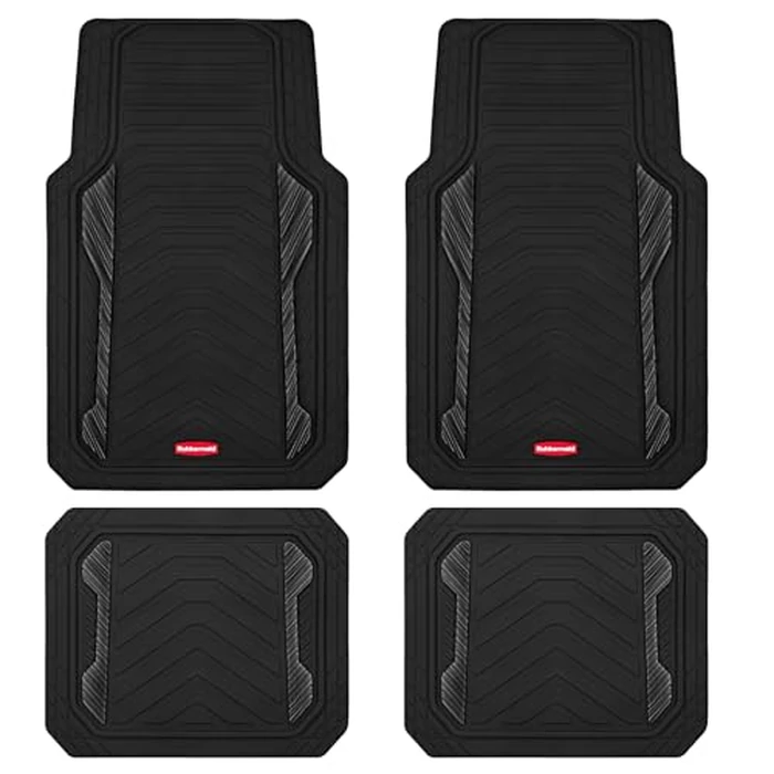 Rubbermaid Car Floor Mat, Heavy Duty All-Weather Car Mats Full Set with Dual-Tone Black Aluminum Inserts - Universal Fit, Anti-Slip Backing, Trim-to-Fit for Most SUV, Sedan, Van by Rubbermaid - Image 1
