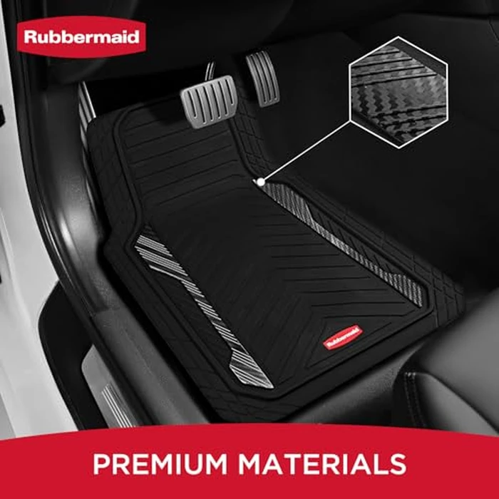 Rubbermaid Car Floor Mat, Heavy Duty All-Weather Car Mats Full Set with Dual-Tone Black Aluminum Inserts - Universal Fit, Anti-Slip Backing, Trim-to-Fit for Most SUV, Sedan, Van by Rubbermaid - Image 2