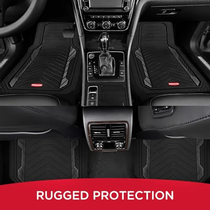 Rubbermaid Car Floor Mat, Heavy Duty All-Weather Car Mats Full Set with Dual-Tone Black Aluminum Inserts - Universal Fit, Anti-Slip Backing, Trim-to-Fit for Most SUV, Sedan, Van by Rubbermaid - Image 5