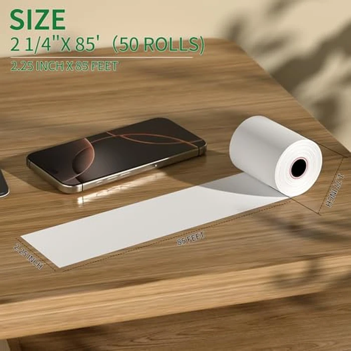 (50 Rolls) 2 1/4" x 85' Thermal Receipt Paper Rolls, Cash Register POS Thermal Paper Rolls, Credit Card Paper Rolls Thermal 2 1/4 in x 50 ft. by MultiLabel - Image 2